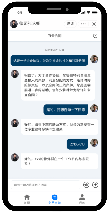 法律咨询 AI Agent 界面展示